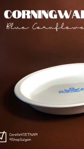 [Hiếm] CorningWare - Blue CornFlower - 01 Khay/Đĩa Lòng Sâu Nướng Bánh Bằng Thuỷ Tinh Chịu Sốc Nhiệt