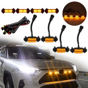 4Pcs/Set 12V Car Grill Amber Light Grill LED Light Fit For Toyota Tacoma Trd Grill 2016-2018 H9PH