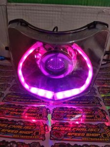 Reflektor mika batok kedok headlamp kepala lampu depan honda Supra fit new cakram model custom motif projie highlow plus alis RGB