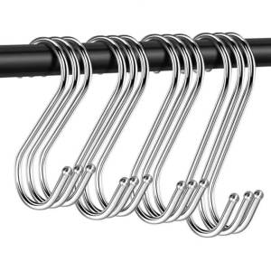 Stainless steel hooks Thickened flat bar hooks Kitchen hooks Hanging flat S-shaped hooks Multi-purpose S-shaped hooks 4pcs