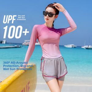 XTEP | Long Sleeve Conservative Slimming Student Swimwear