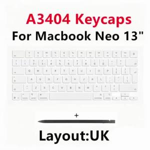 New Laptop For Macbook Neo 13" A3404 Keyboard UK Silver Keycaps Keys Key Cap Set Repair