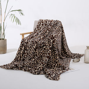 Leopard Pattern Rabbit Motif Crystal Velvet Blanket