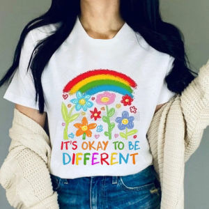 Sanrio | Rainbow Neurodiversity Tshirt Its Okay To Be Different Cute Flower Shirts Design Autism Awareness T-shirt Autism Mom Retro Tees