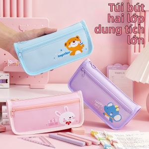 LFSHAONVXIN | Vỏ Bút Chì Dành Cho Nữ Hai Lớp Đựng Nhiều Chống Bẩn