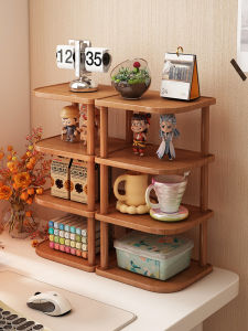 Multi-Layer Solid Wood Desk Organizer Shelf Bedroom Childrens Toy Collectible Storage Rack Wall Corner Display Stand