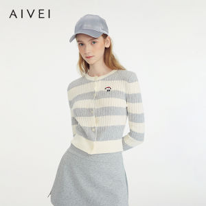 AIVEI | Vintage Heart Striped Knit Cardigan