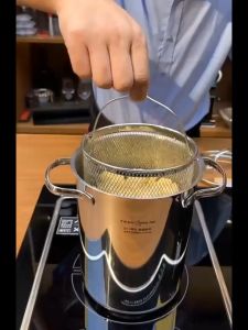 304 Stainless Steel Multifunction Deep Fryer With Lid Clip And Strainer Basket French Fries Pans Kitchenware