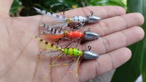 YOW 5g Fly Shrimp Tenkara Resined Body3pcs/setcompost of yellow orange and white colors lure/baitpang harvest/anti zero