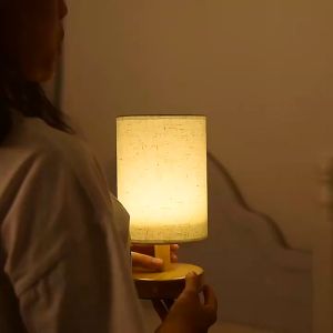 Bedside Lamp Night Light Warm White Bulb Wood Table lamp Baby Sleeping Light Decoration Indoor Lamp Living Room Bedroom