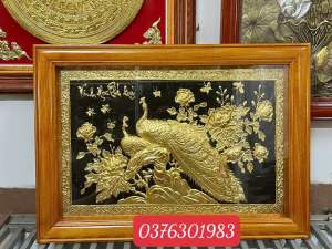 Tranh treo tường Vinh Hoa Phú Quý bằng đồng dát vàng khung 1m06x76 tranh treo tường bằng đồng
