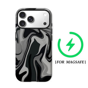 Black White Swirl Design Phone Case for iPhone 17/16/15/14/13/12/11/18 pro Max plus - Double-Layer Back Cover Protection