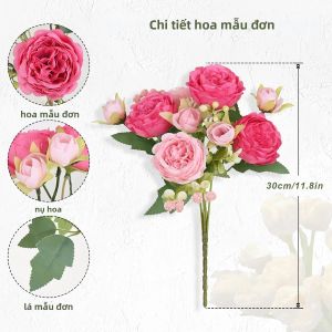 Bó Hoa Mẫu Đơn Giả Bằng Lụa Dùng Cho Đám Cưới Ngày Lễ Tình Nhân Tiệc Mừng Cô Dâu Trang Trí Nhà Cửa Làm Đồ Thủ Công Trang Trí Vườn.