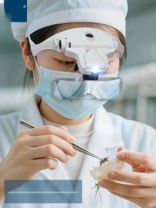 Portable Reading Repair Magnifying Glass Clear Vision Eyeglass Style LED Light Built-In Birds Nest Feather Inspection Tool