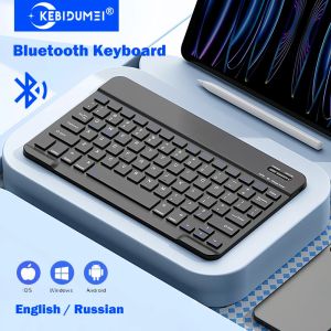 KEBIDUMEI Bluetooth Keyboard Mini Rechargeable Keyboard Portable Keyboard Russian/English Dual Language for PC Laptop Tablet
