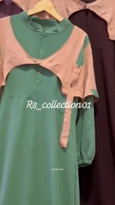 gamis Dress wanita remaja terbaru 2025 gamis bahan crinkle airflow viral gamis korean style Halimah dress