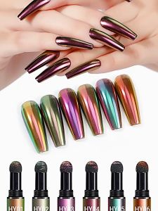 New Nail Glitter Powder Pen arrival Air Cushion Magic Powder Pen Nail Chameleon Mirror Chrome Pigment Powder Nail Glitter Powder Pen