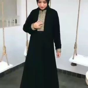 Abaya Turki Detail Sifon Bordir Mewah Payet Dress kondangan Wanita Muslim