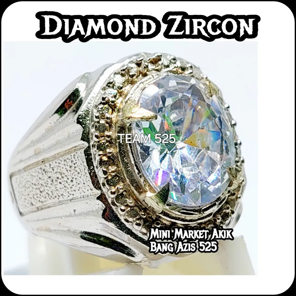Cincin batu berlian zircon cutting dim 12x10 zirconia american diamond