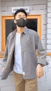 Plain peach skin fabric Formal Long sleeves Shirts Loose Fashion Business Lapel Tops