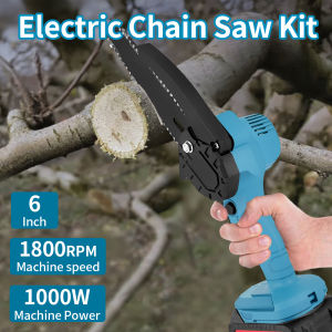 4/6 Inch Chainsaw 1000W Handheld Electric Cutting Tool Logs for Camping Yard Cleaning Woodworking Suitable  for 21V Battery