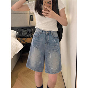 QIANCHANGNAAI | Plus Size Slim Fit Retro Graffiti Denim Shorts