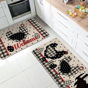 VIKAMA Dark Gothic Art Black Cat Bộ Thảm Nhà Bếp Chống Trượt Bộ Thảm Chạy Bền Cho Phòng Ngủ Mát Mẻ Trang Trí Phòng Khách Có Thể Giặt Bằng Máy