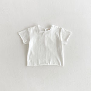 Infant Baby Boys Girls T-shirt Summer Thin Newborn Vintage Toddler Solid T Shirt Cotton Short Sleeve Ruffles Tops Baby Clothes
