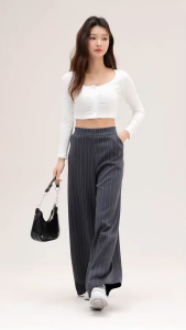 KM Muslimah Ava Straight Cut Striped Pattern Pants [P8134]