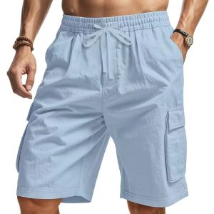 Male Cargo Pants Knee Shorts Classic Summer Shorts Multiple Pockets Large Size Casual Half Pants Khaki Army Green Shorts