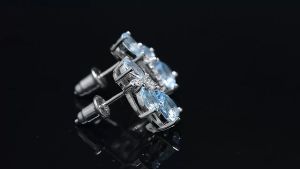 Bông Tai Dạng Hạt Đá Topaz Màu Xanh Dương Dành Cho Nữ Quà Tặng Quà Tặng Đám Cưới Đá Quý Tự Nhiên Bằng Bạc Thật 925 Màu Trơn