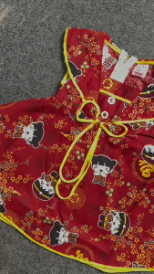Dress Anak Perempuan Motif Imlek Karakter Lucu+Tas Serut Cantik Warna Merah Usia 6 Bulan-7 Tahun Banyak Pilihan Motif