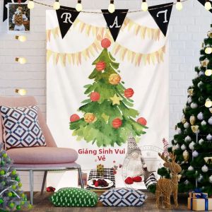 Tấm Thảm Treo Tường Cây Thông Noel Màu Tím VIKAMA Với Ngôi Sao Vàng In Họa Tiết Thẩm Mỹ Bằng Vải Polyester Trang Trí Nhà Cửa Cho Phòng Khách Phòng Ngủ Ký Túc Xá