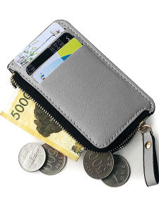 กระเป๋าสตางค์หนัง PU ทรงสั้นสไตล์เกาหลี กระเป๋าใส่เหรียญแบบมีซิปบางใหม่สำหรับผู้ชาย กระเป๋าใส่บัตรธุรกิจแบบบาง