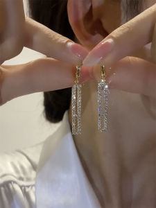 Geometric Rectangle Pendants Stud Earrings Lightweight Luxury Ultra-shiny Fashionable Korean Style Net Red Silver Needle Earrings