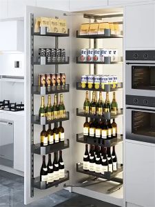 Slide Large Tall Unit Pull Out Basket Rak Bakul Tarik Kabinet Dapur Soft Close Tempered Glass Aluminium Alloy 5/6 Layers 10/12 Baskets