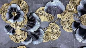 145x55cm Three Dimensional Metal Ginkgo Biloba Flowers Creative Decorative Pendant 3D Wall Decorations