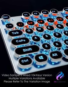 KRK6 ✅REAL ROUND GAMING MECHANICAL KEYBOARD GAMING KEYBOARD METAL SURFACE 104 KEYS ANTI GHOSTING HOT SWAPPABLE HOTSWAP ROUND KNOB BLUE SWITCHES BLUE SWITCH COLOURFUL RAINBOW BACKLIGHT USB WIRED MECHANICAL ROUND MECHANICAL KEYBOARD for PC Desktop Laptop