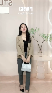 beige fitted coat for blazer for woman korean style formal coat with button plus size 2XL