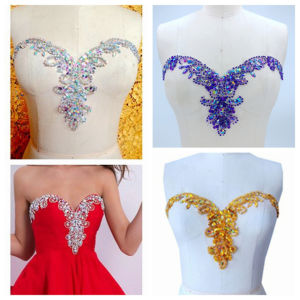 Multi-Color Handmade Sewing Crystal Applique Beaded Sequins Collar Applique DIY Weddings Decorative Accessories