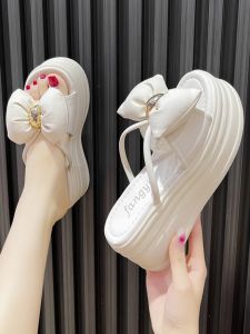Fashionable Pine Needle Thick Bottom Sandals for Women Summer New Arrival Butterfly Knot Fairy Style Height Increasing Fashion Sandals