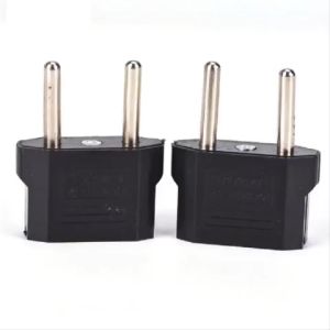 Set 2 Phích cắm chuyển đổi 2 chân đầu dẹp sang đầu tròn màu đen (US sang EU)