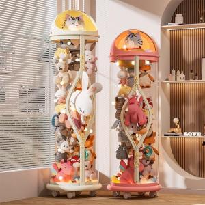 MUJIE Doll Storage Wizard Zipper Version Large Capacity Transparent Plush Toy Organizer Childrens Plaything Sorting Barrel