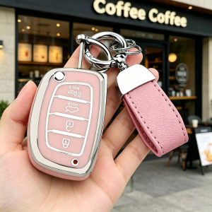 For Hyundai Ix35 Grand I10 Elantra 2017 Tucson Sonata Ix25 I20 Creta Santa Fe GLS Reina Keychain 4 Buttons TPU Key Cover Case