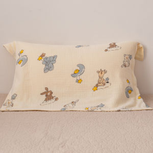 Khăn Trải Giường Trẻ Em Bằng Cotton Nguyên Chất Lớp 6 Vải Cotton Thoáng Khí Dùng Cho Mọi Mùa Khăn Trải Giường Nhỏ Màu Trắng Hình Ngôi Nhà Mặt Trăng