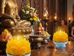 Combo Nến Đôi Hoa Sen 10 Nhiều Màu - Vivian Vus Candles Phù Hợp Lễ Chùa Thờ Cúng