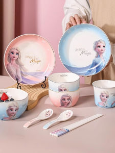 Disney | Children Snow Queen Dinnerware Set Ceramic Bowls Plates Soup Bowl