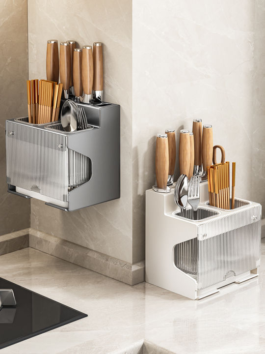 New 2025 Kitchen Utensil Holder Wall Mounted Knife Rack Chopsticks Tube ...