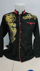 Baju Jas Koko Jasko Dewasa Bordir Hitam Lis Merah Lengan Panjang Bahan High Twis Terbaru 2025