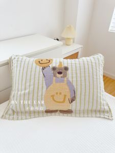 Mr.Bear | Adorable Cartoon Pure Cotton Four-Layer Pillowcase Soft Single Person Pillowcase Breathable Sweat Absorbent